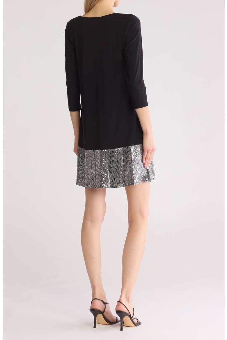 Split Sequin Border Dress, Alternate, color, BLACK