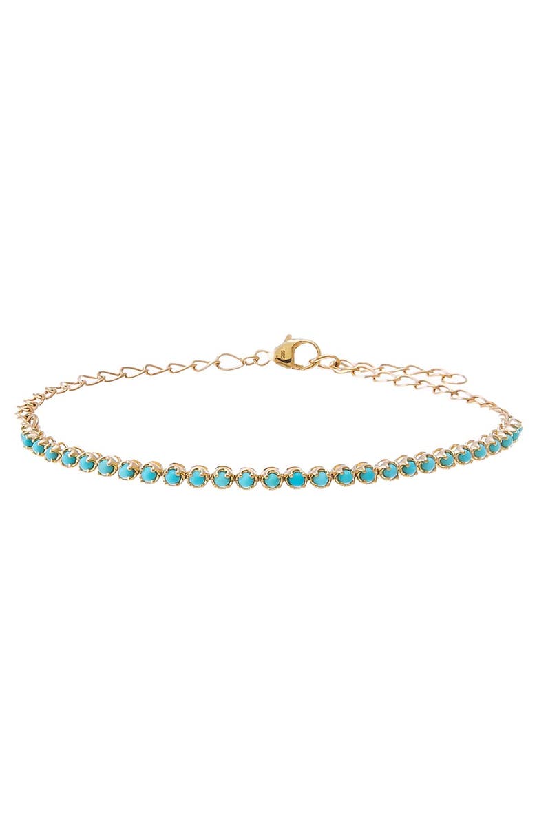 BY ADINA EDEN Turquoise Tennis Bracelet 14K, Main, color,