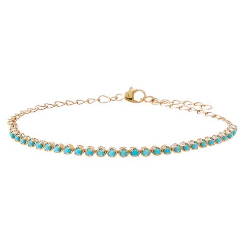 Turquoise Tennis Bracelet 14K