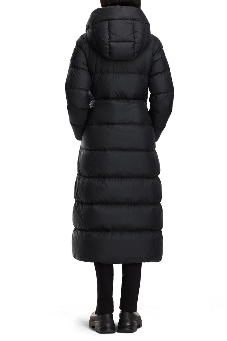 Mystique Tonal Label 750 Fill Power Down Long Puffer Coat, Alternate, color, BLACK