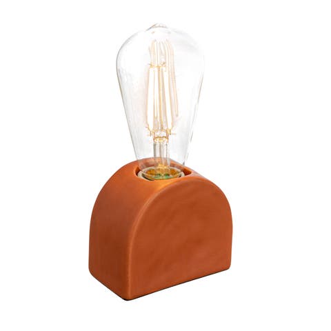 Scandinavian Terracotta Exposed Bulb Table Lamp
