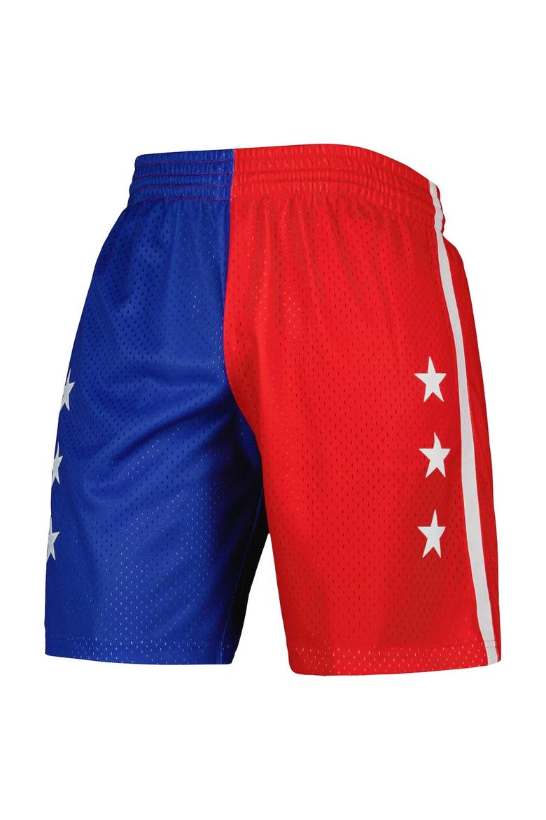 Men's Mitchell & Ness Blue/Red Washington Bullets Hardwood Classics 1996 Split Swingman Shorts, Alternate, color, Blue