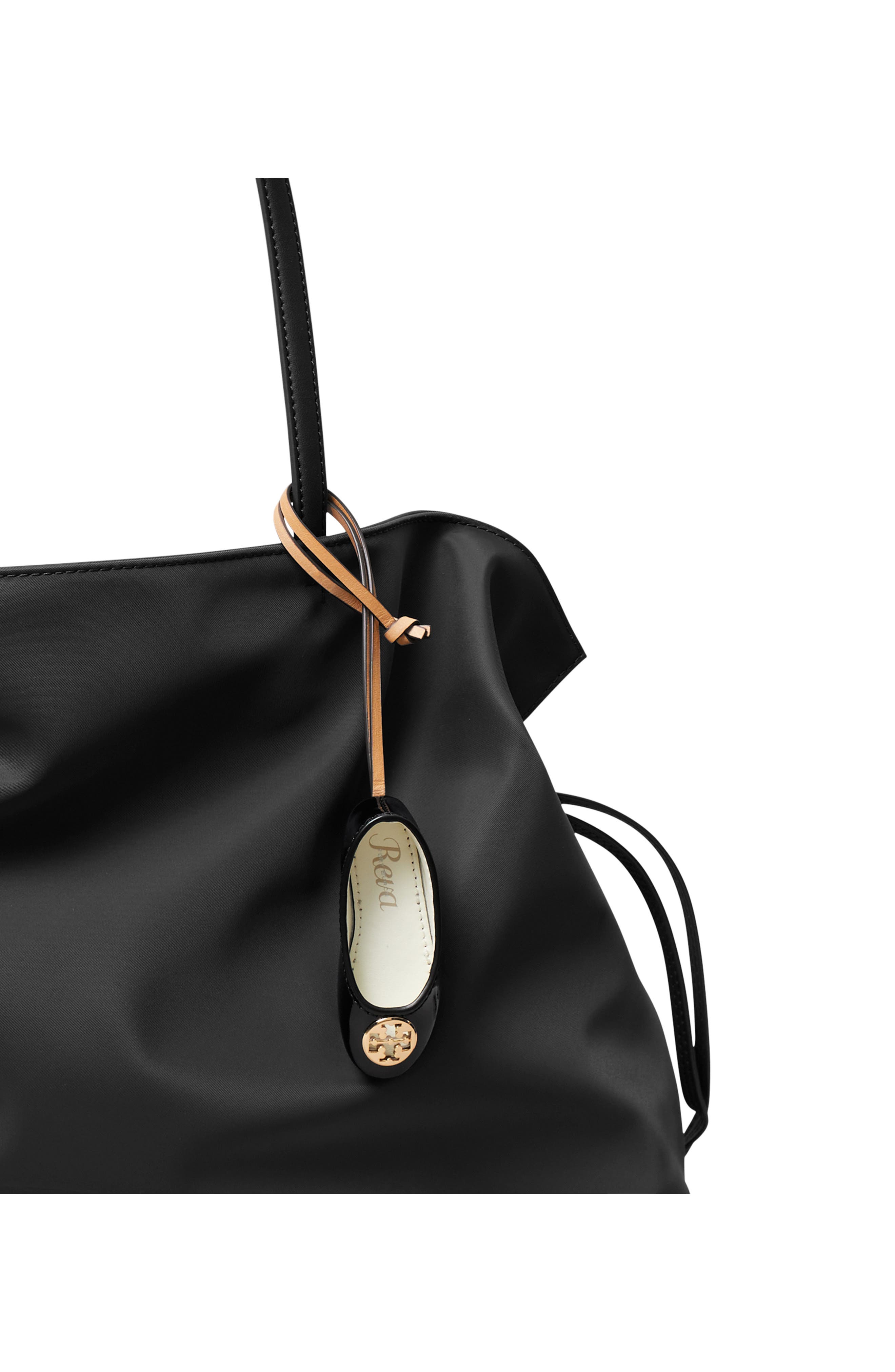 Reva Ballet Leather Bag Charm, Alternate, color, BLACK / GOLD