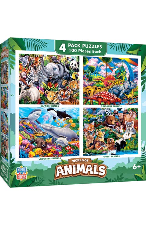 World of Animals 100pc Puzzles 4-Pack V1