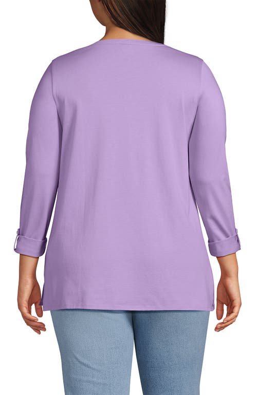 Lands' End Plus Size Supima Cotton Adjustable 3/4 Sleeve Boatneck Tunic In Lilac Petal