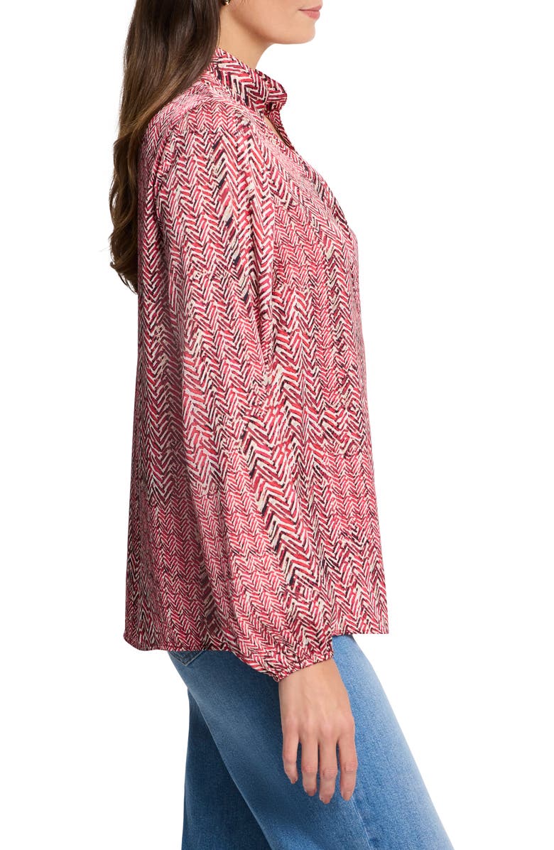 NIC+ZOE Herringbone Print Split Neck Top, Alternate, color,