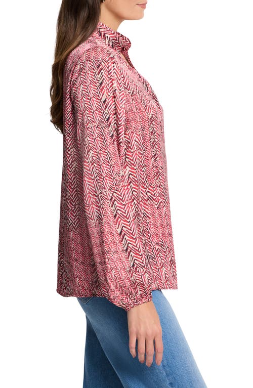 Nic + Zoe Nic+zoe Herringbone Stamp Button Front Shirt