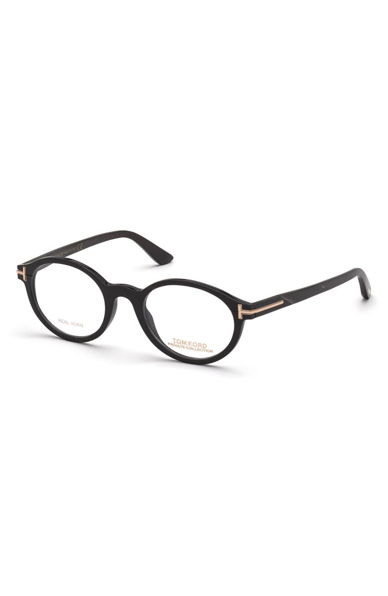 TOM FORD 49mm Small Round Optical Glasses, Alternate, color,