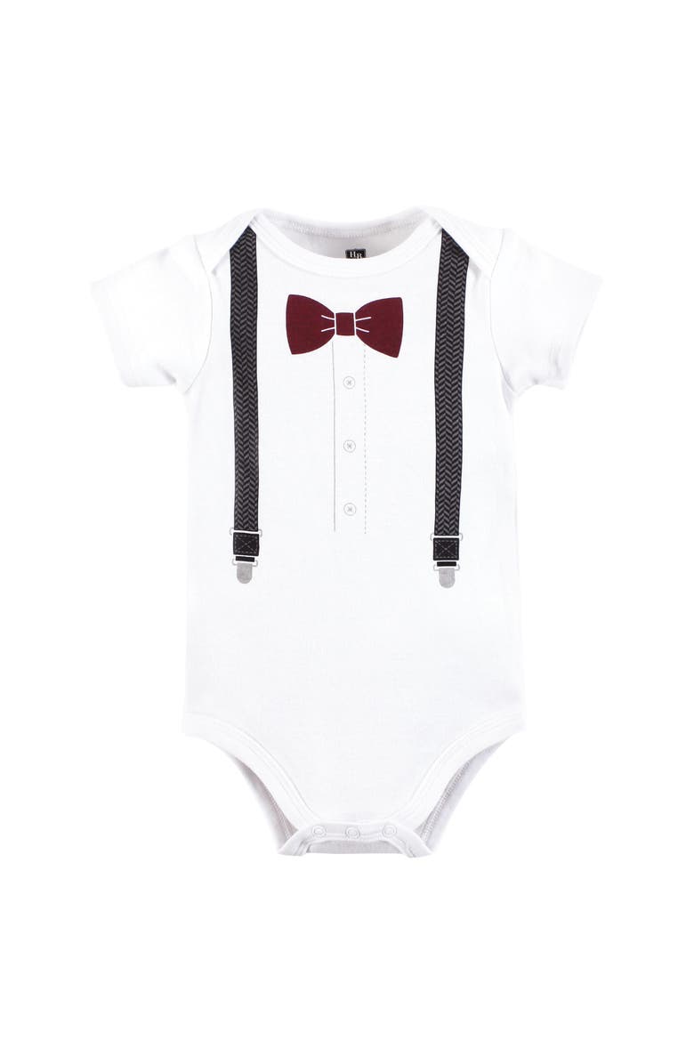 Hudson Baby Cotton Bodysuit, Pant and Shoe Set, Alternate, color, Burgundy Black Bow Tie