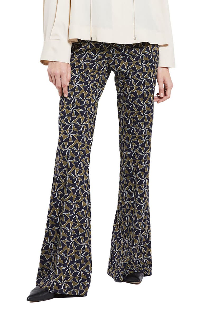 Printed Flare Trousers, Main, color, Blue