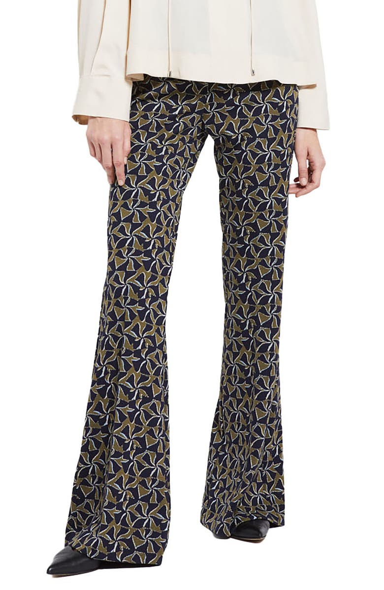 ottod'Ame Printed Flare Trousers, Main, color, Blue