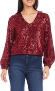 Karen Kane Sequin V-Neck Top