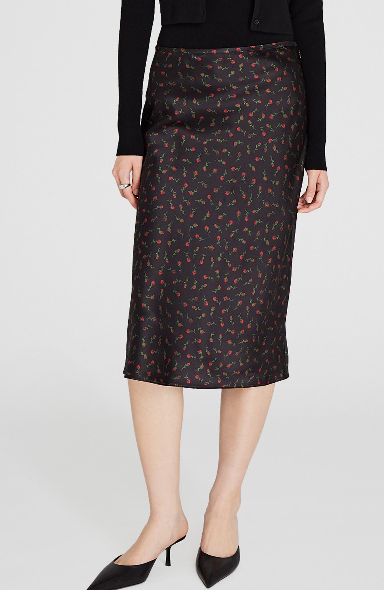 Club Monaco Floral Silk Slip Skirt In Tossed Rose ModeSens