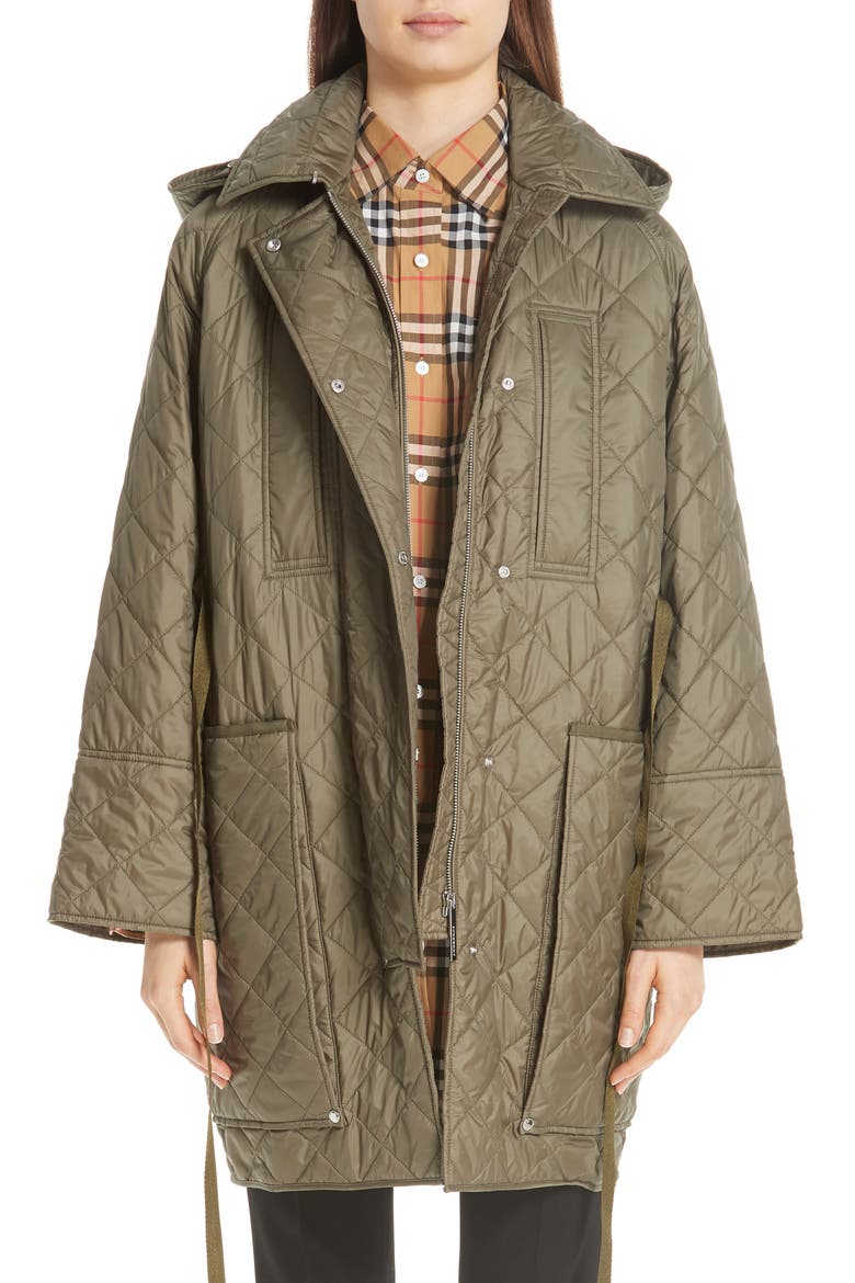 Coleraine Quilted Drawstring Jacket, Main, color, CADET GREEN