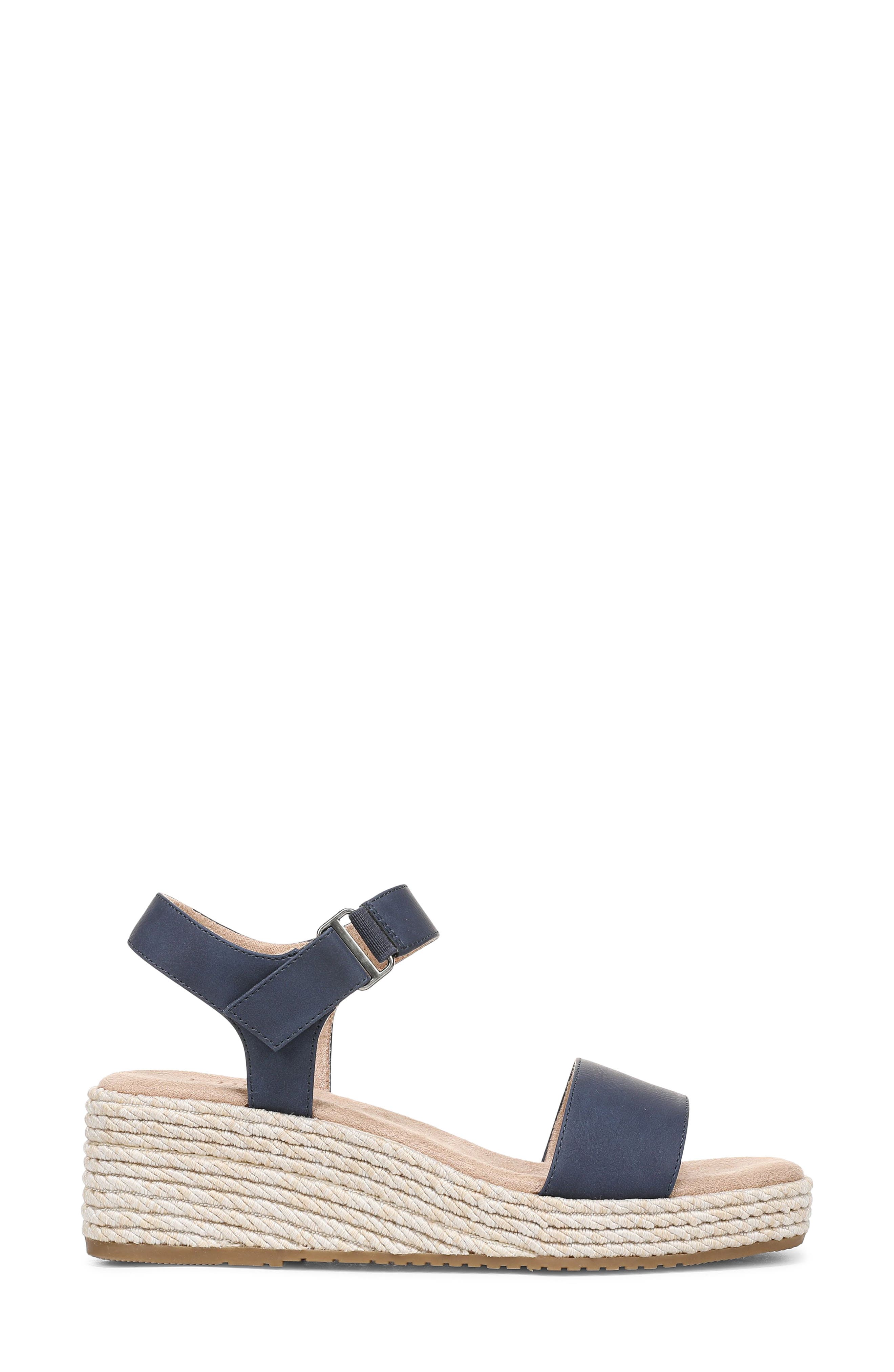Naturalizer Goldie Wedge Sandal, Alternate, color, Dark Blue Faux Leather