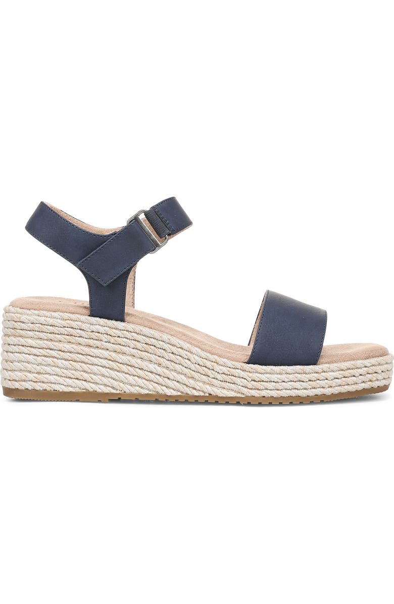 Naturalizer Goldie Wedge Sandal, Alternate, color, Dark Blue Faux Leather