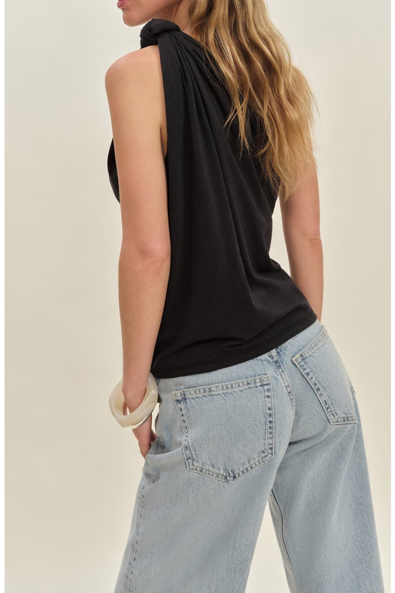 Harvey Knotted One-Shoulder Knit Top, Alternate, color, BLACK