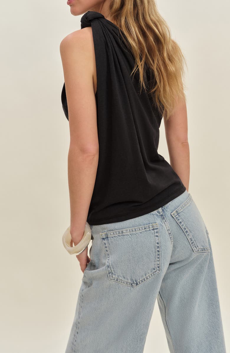 Reformation Harvey Knotted One-Shoulder Knit Top, Alternate, color, Black