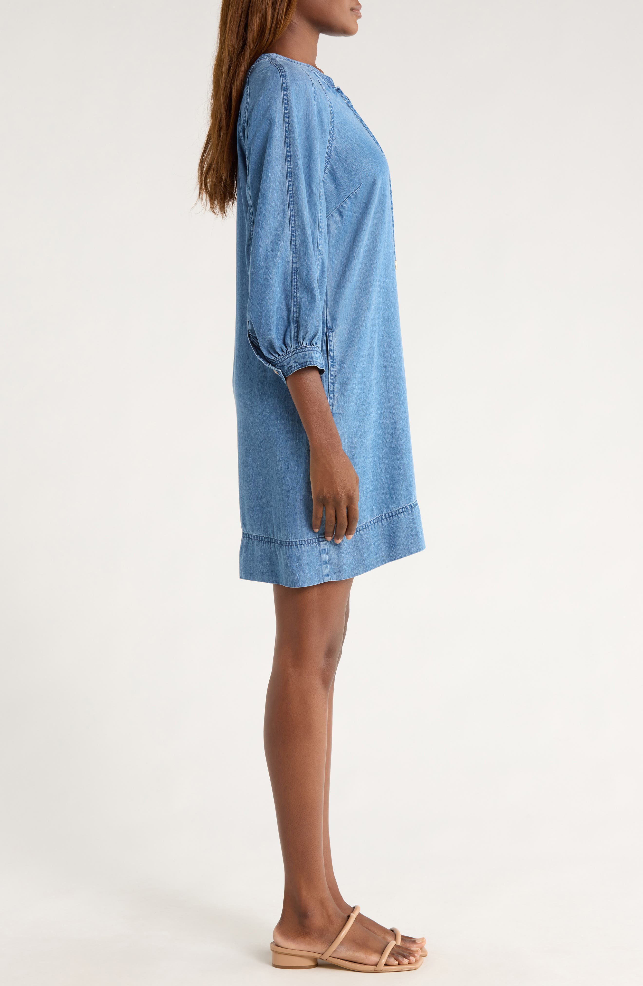 Chambray O'Lei Lace-Up Shift Dress (Women) | Nordstromrack