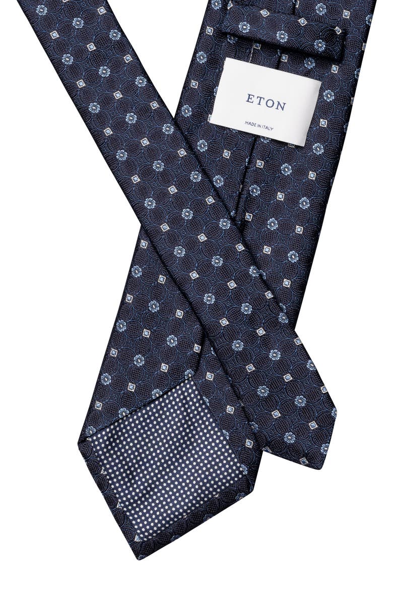 Floral Jacquard Silk Tie, Alternate, color, NAVY
