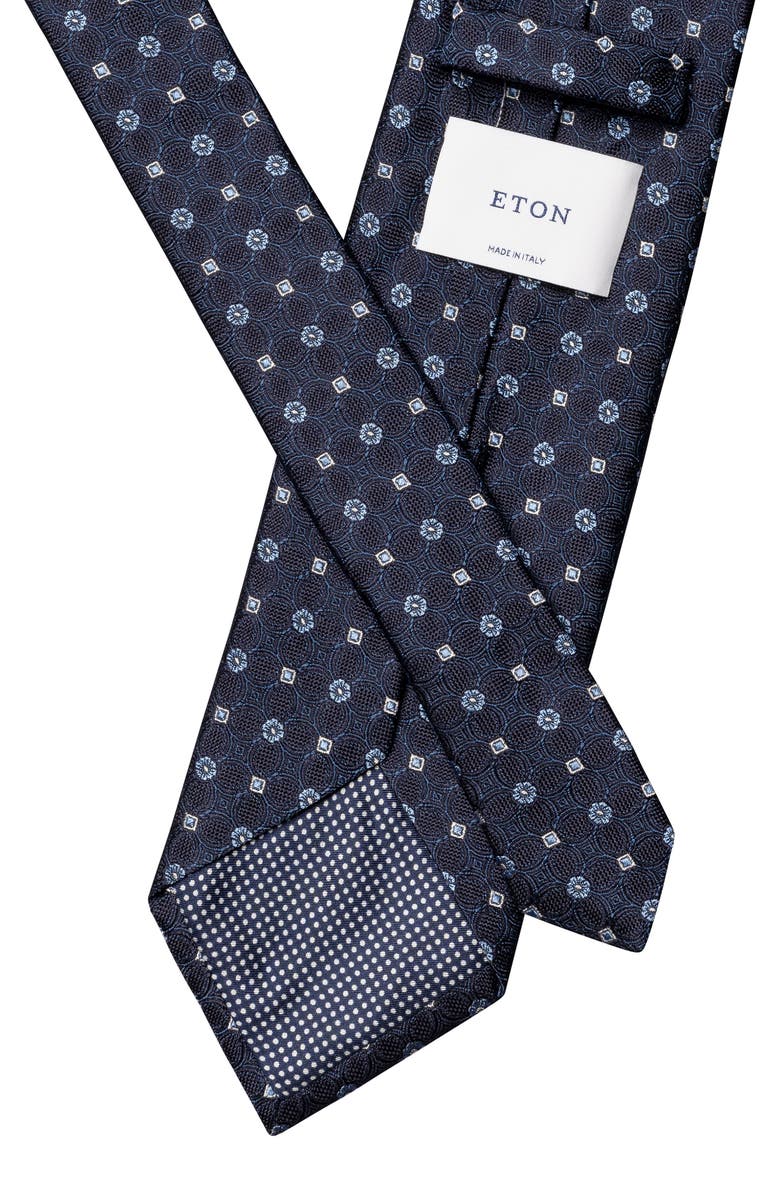 Eton Floral Jacquard Silk Tie, Alternate, color, Navy