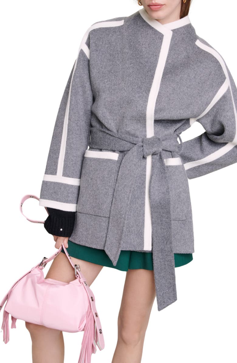 maje Short two-tone coat, Main, color, 