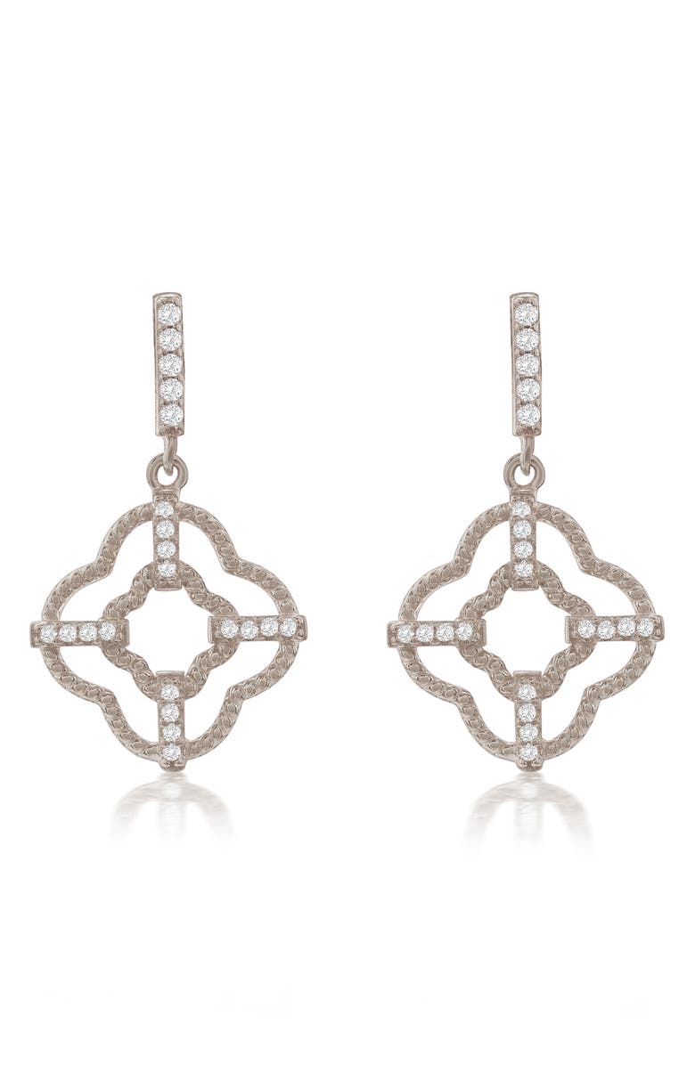 SUZY LEVIAN Cubic Zirconia Trellis Filigree Drop Earrings, Main, color, White