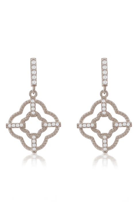 Cubic Zirconia Trellis Filigree Drop Earrings