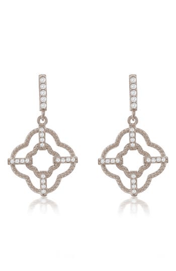 Suzy Levian Cubic Zirconia Trellis Filigree Drop Earrings