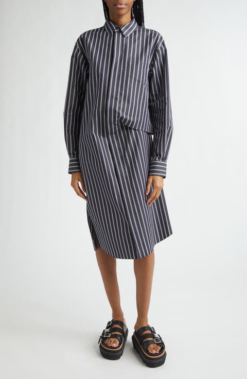 Stripe Long Sleeve Poplin Shirtdress