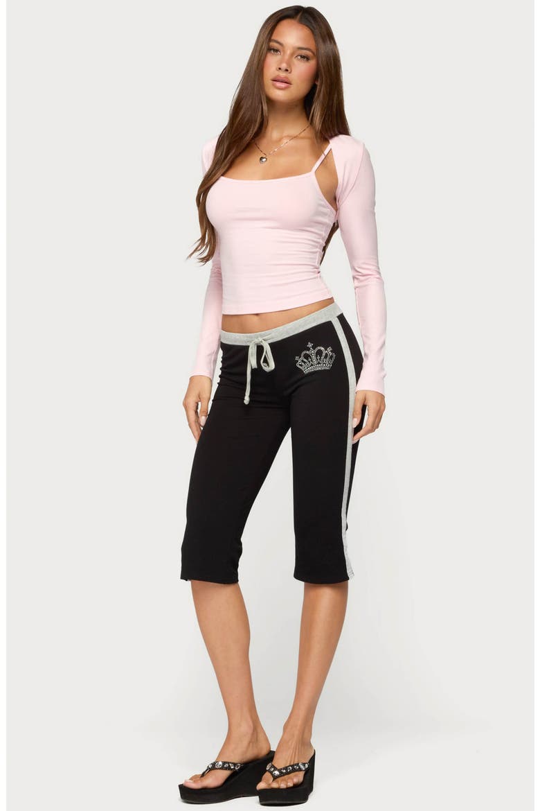 Crown Low Waist Capri Pants, Alternate, color, BLACK-AND-GRAY