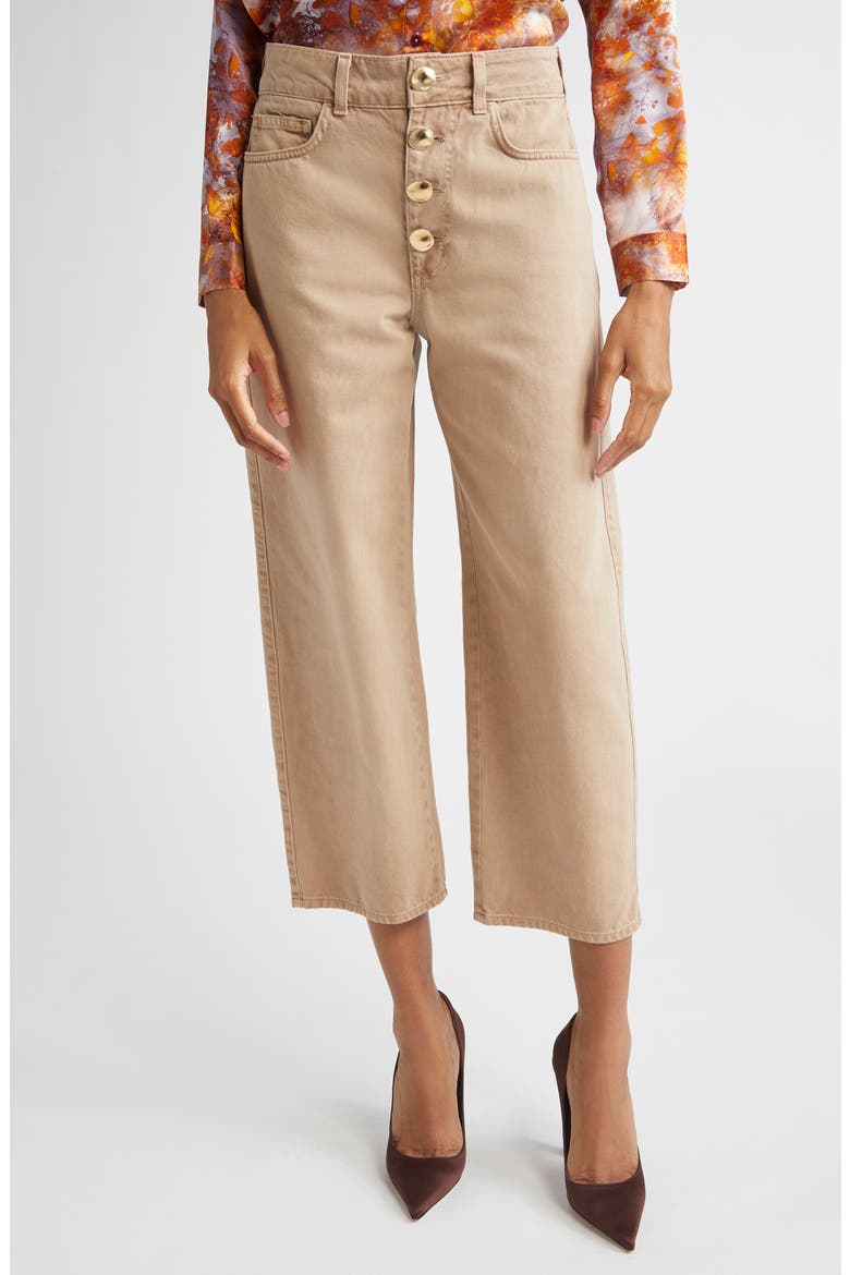 Liora High Waist Crop Wide Leg Jeans, Main, color, DARK CAPPUCCINO