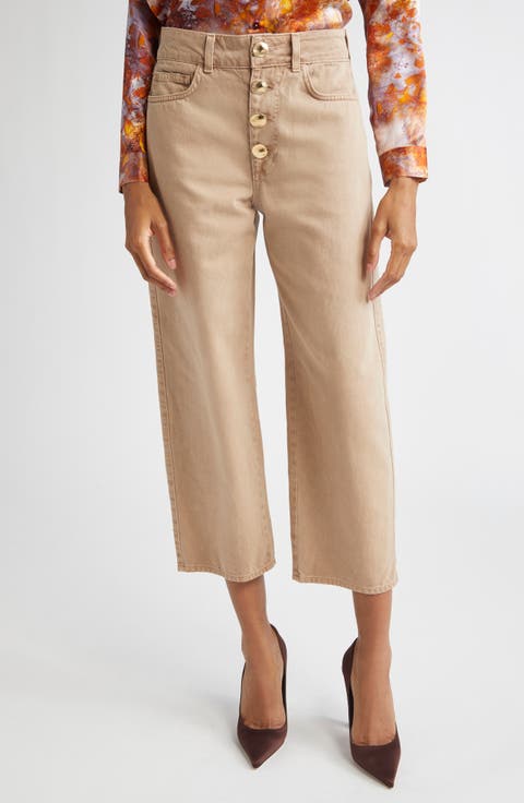 Liora High Waist Crop Wide Leg Jeans (Dark Cappuccino)