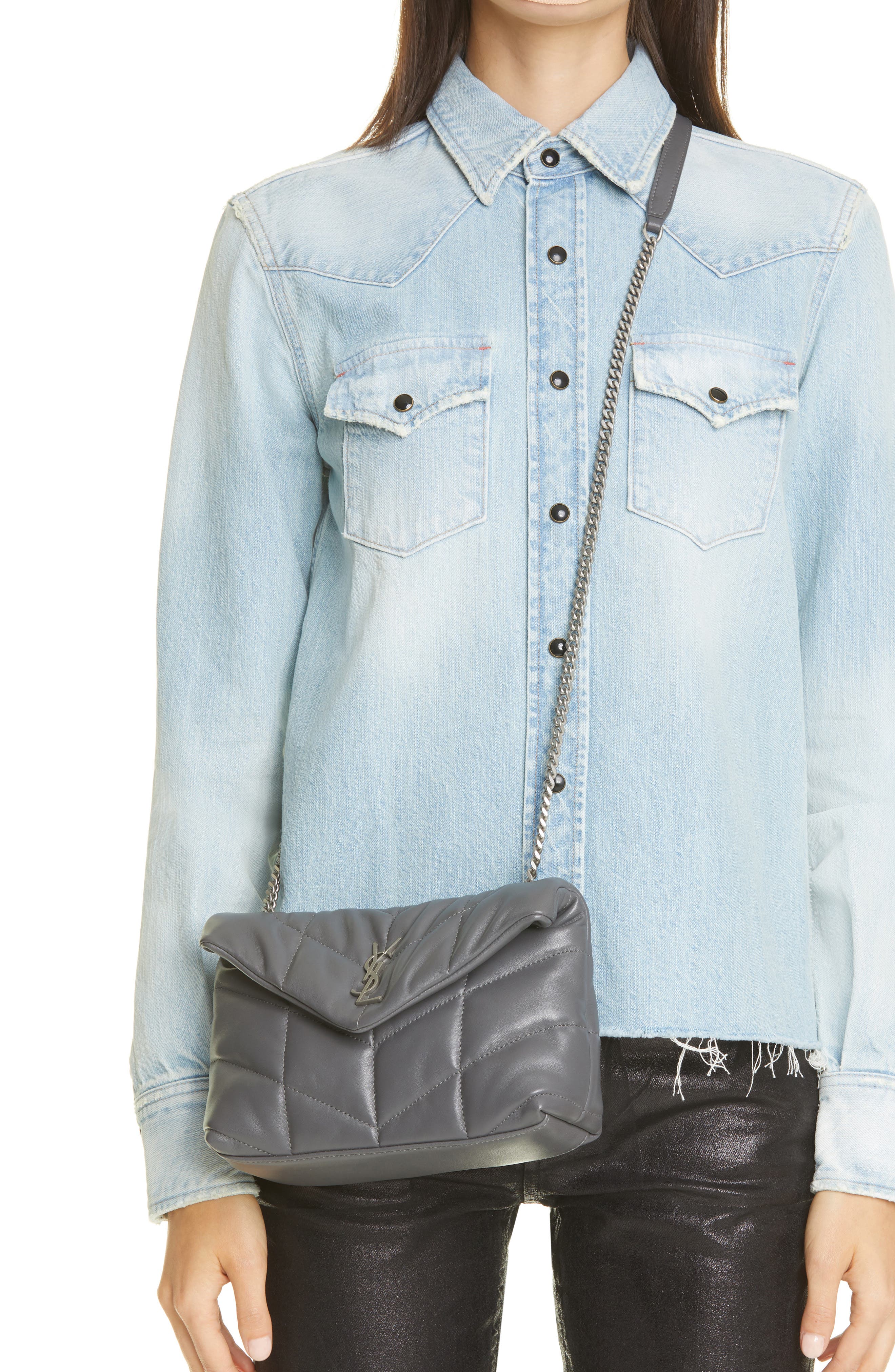 Mini Loulou Puffer Crossbody Bag, Alternate, color, STORM