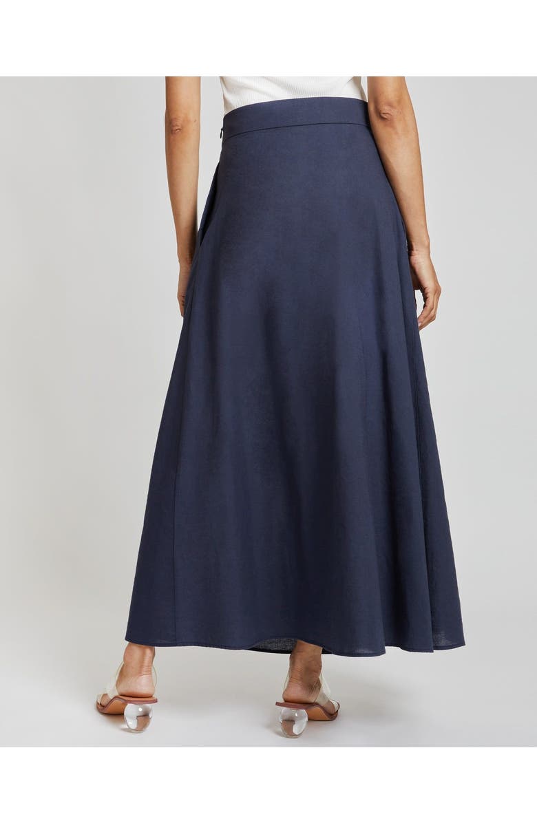 Santorelli DREW A-Line Midi Cotton Skirt with Buttoned Waistband, Alternate, color,