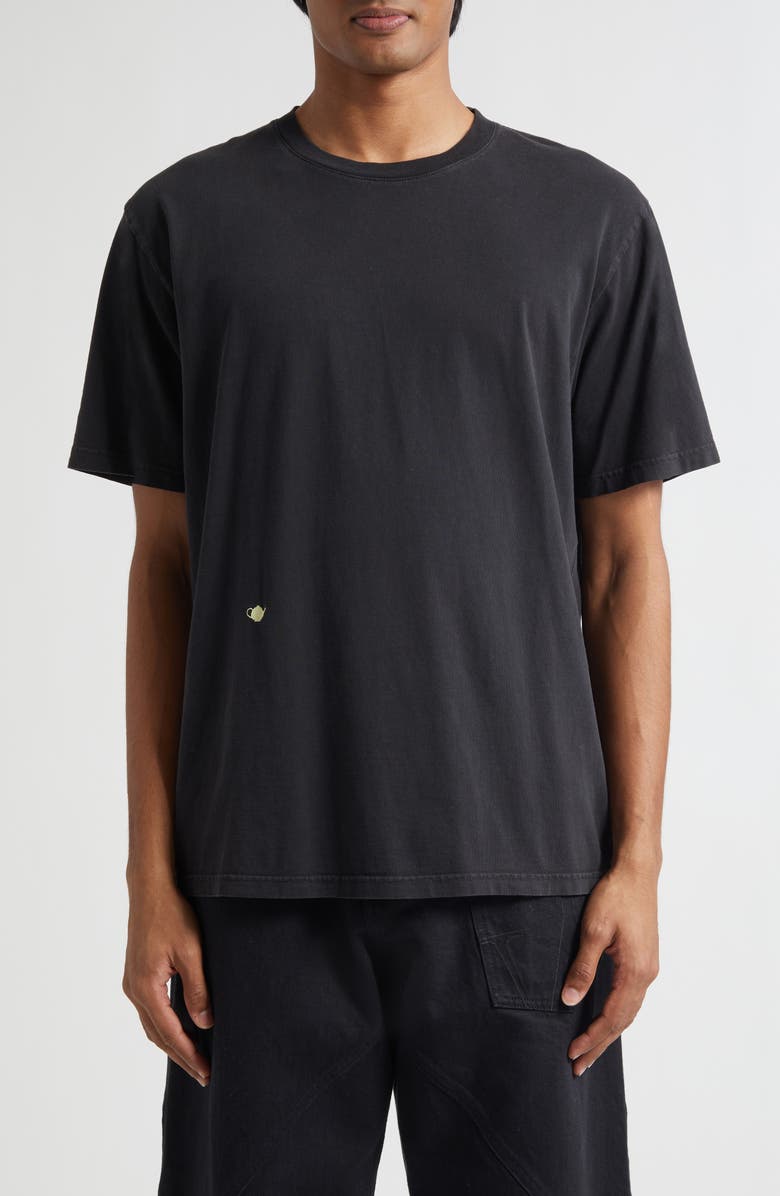 JW Anderson Embroidered Cotton T-Shirt, Main, color, Washed Black