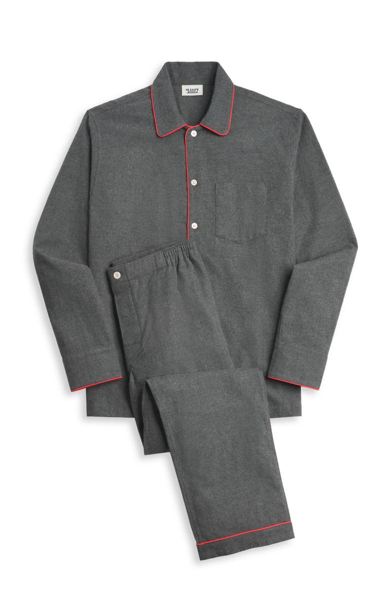 Sleepy Jones Flannel Henry Pajama Set, Alternate, color, Charcoal Grey