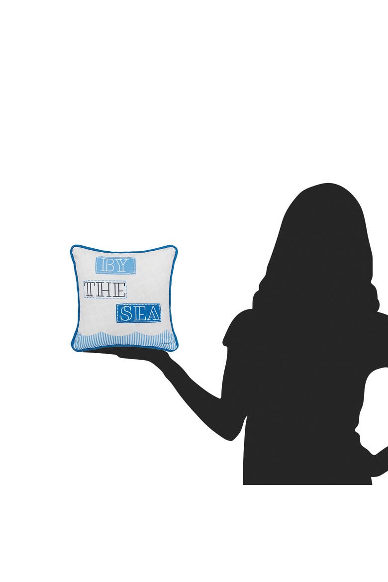 By The Sea Printed and Applique Small Petite Accent Throw Pillow, Alternate, color, Blue