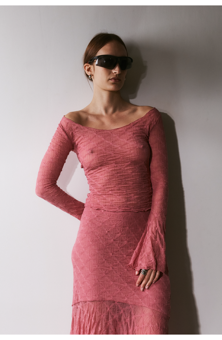 SAEMDI Crinkled Jersey Top, Alternate, color, Dusty Rose