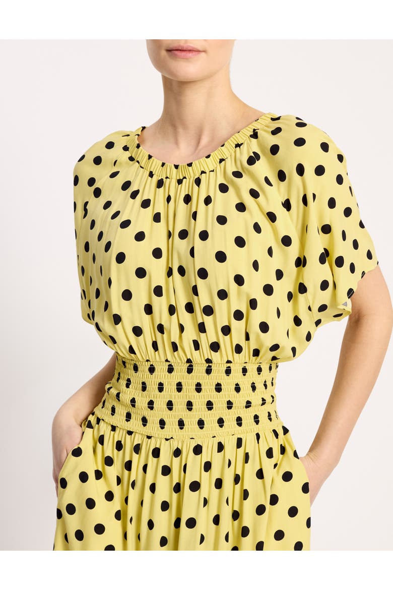 Iconic Polka Spot Shirred Waist Dress, Alternate, color, Yellow