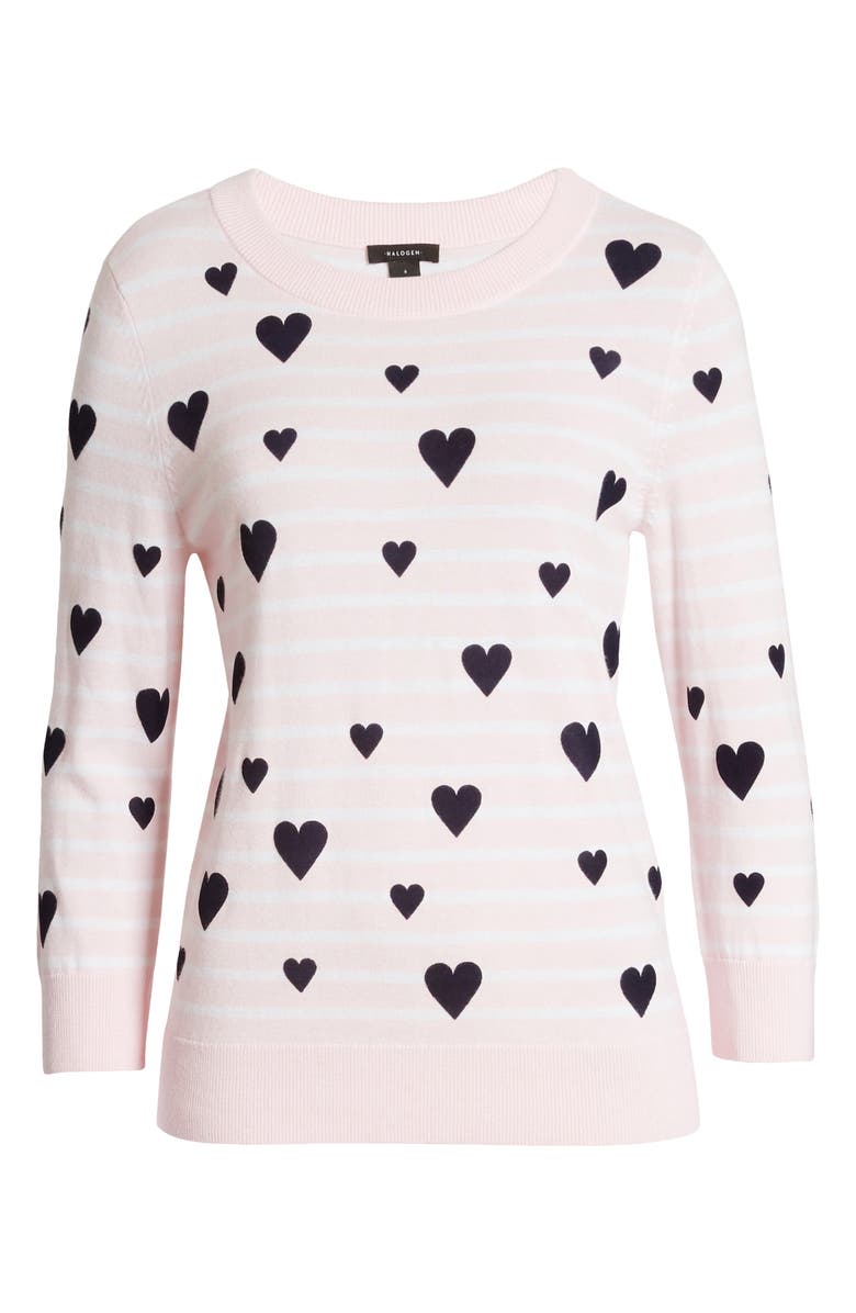 Halogen<sup>®</sup> x Atlantic-Pacific Heart Flocked Stripe Sweater, Main, color, 