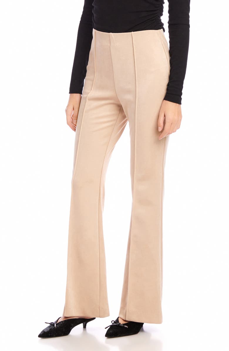 FIFTEEN TWENTY Ellie Pintuck Bootcut Faux Suede Pants, Alternate, color, Almond