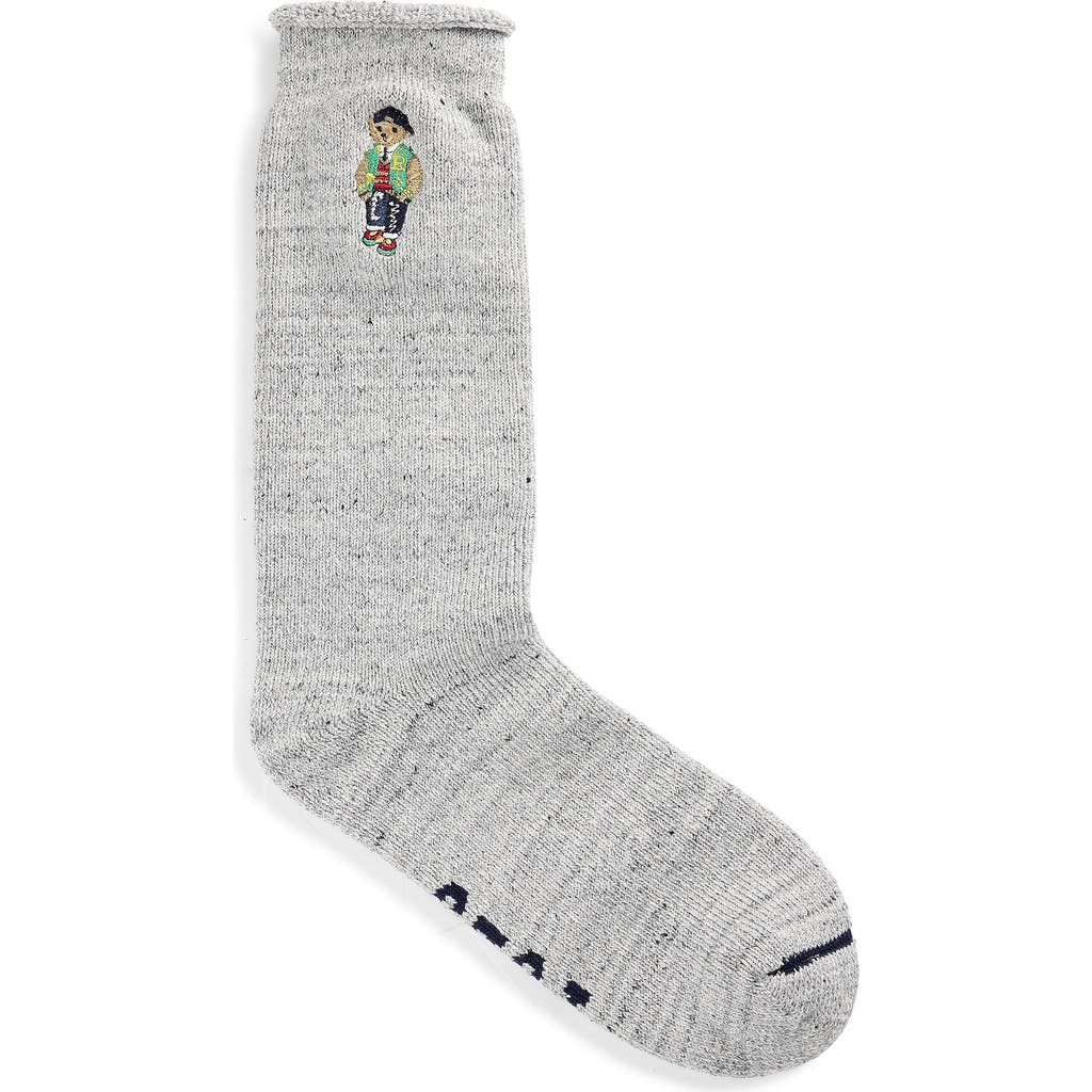 Polo Ralph Lauren Polo Bear Heathered Cotton-blend Socks In Grey