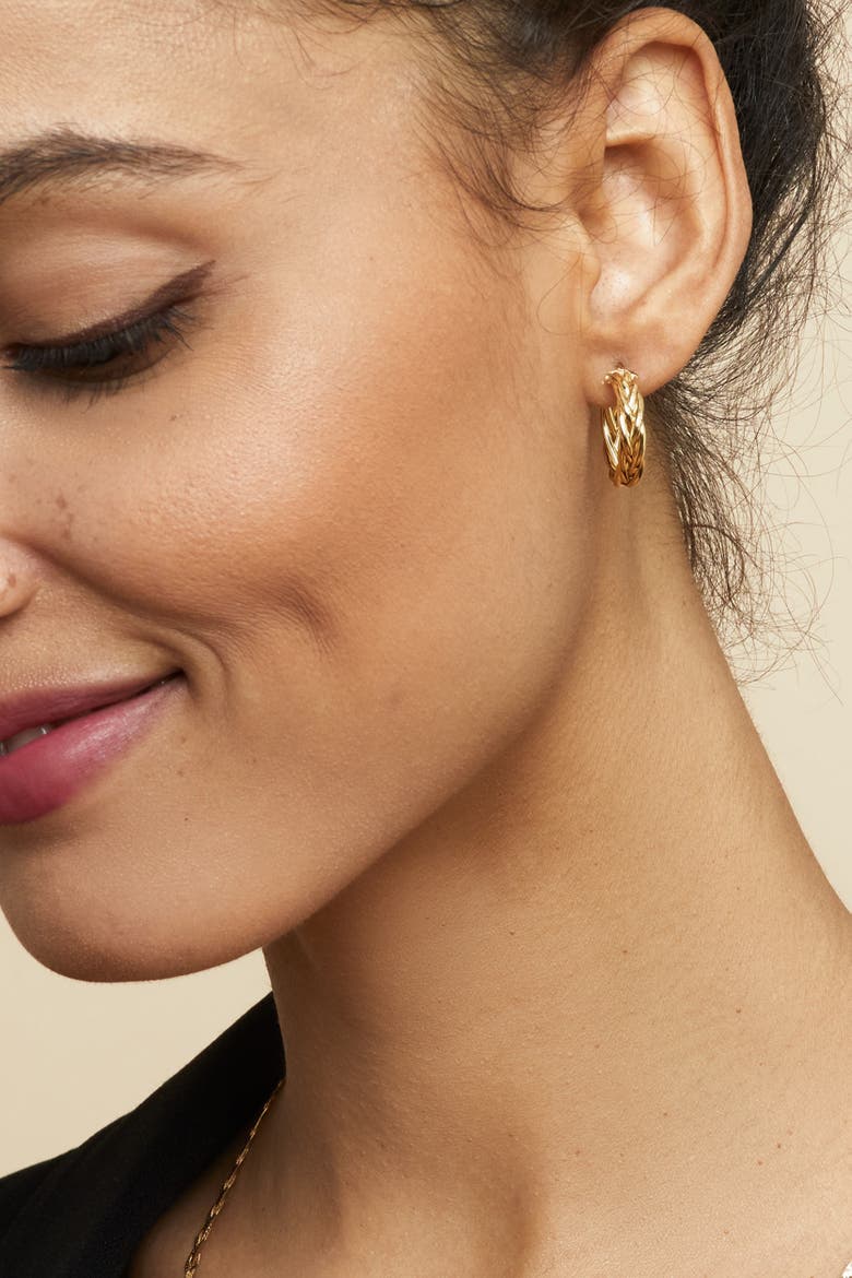 14K Yellow Gold Caesar Midi Hoops, Alternate, color, Yellow Gold