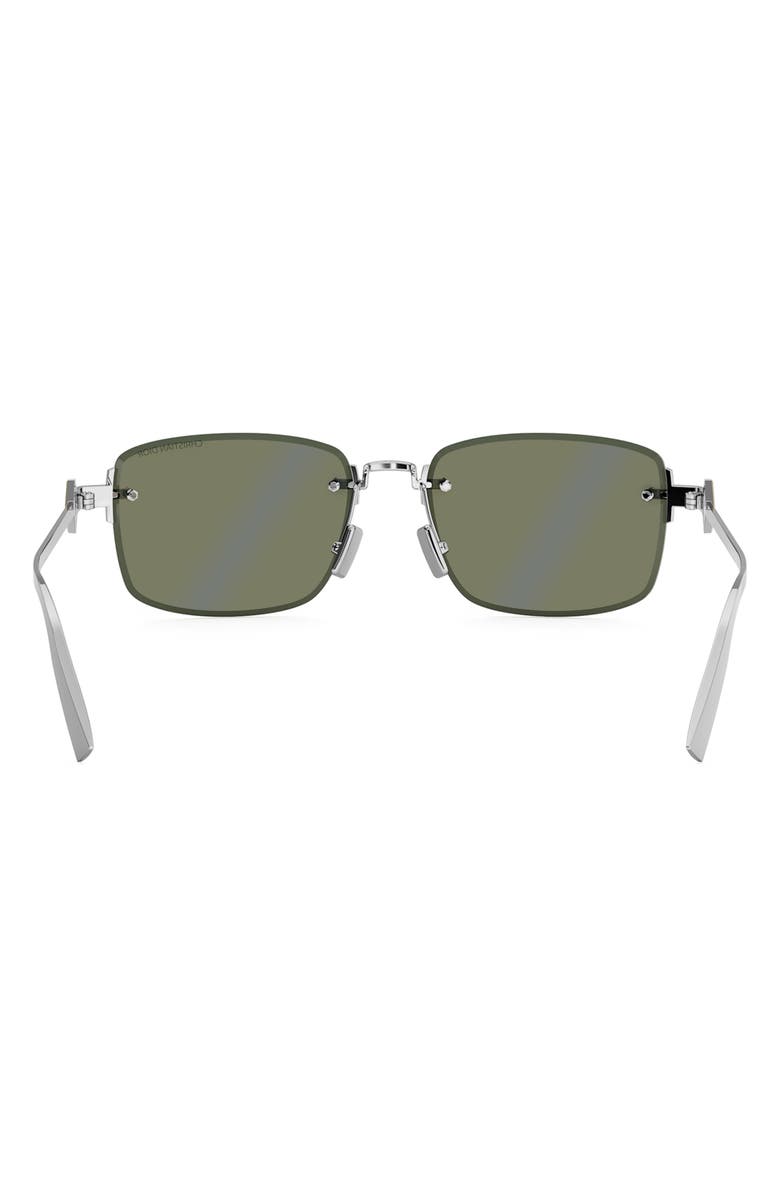 DIOR 'CD Diamond S11U Rectangle Sunglasses, Alternate, color, Shiny Palladium / Green