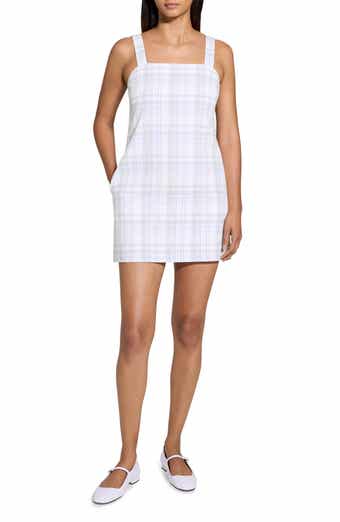 Theory Muted Plaid Cotton & Linen Minidress