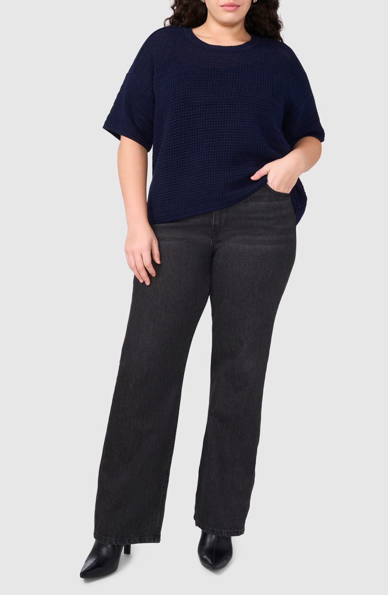 Halogen<sup>®</sup> Open Stitch Cotton Crewneck Sweater, Alternate, color, Classic Navy