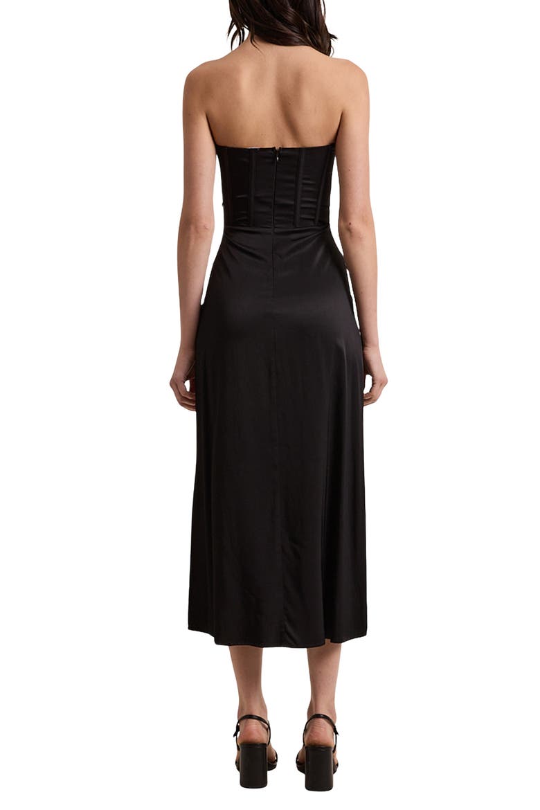 Strapless Corset Midi Dress, Alternate, color, BLACK