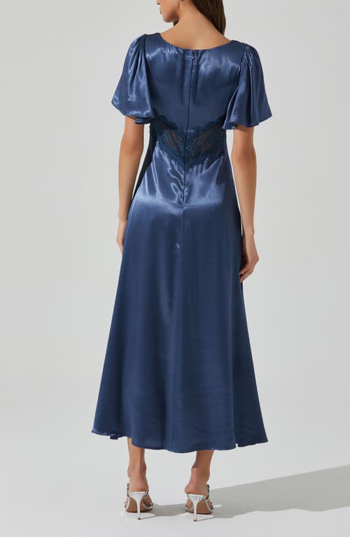 Astr Women's Aurelia Flutter Sleeve Lace Inset Dress In Slate Blue