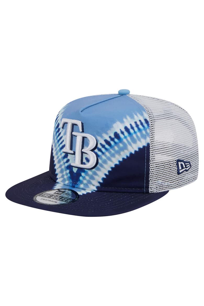 Men's New Era Tampa Bay Rays Tie-Dye Golfer Trucker Adjustable Hat, Main, color, Navy